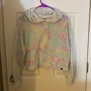 Pink Victoria Secret tie die crop top with hood size XSmall